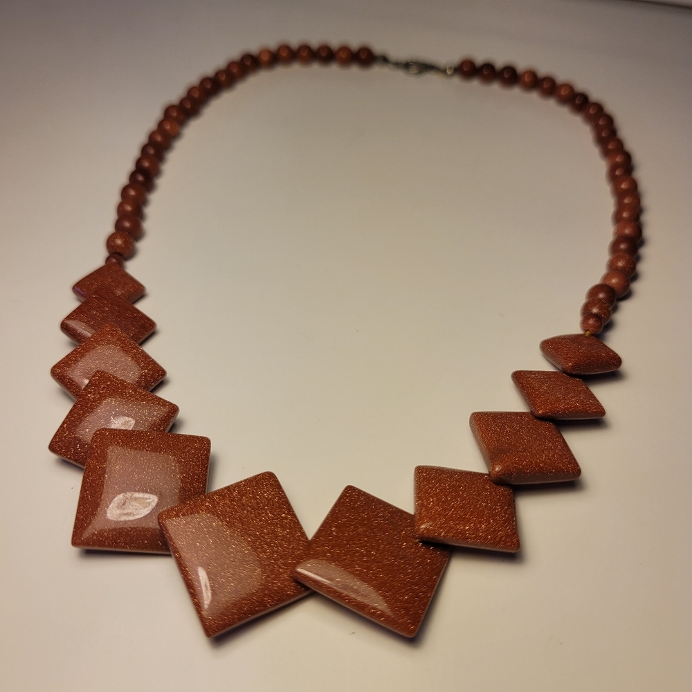 Geometric shimmer rustic statement necklace